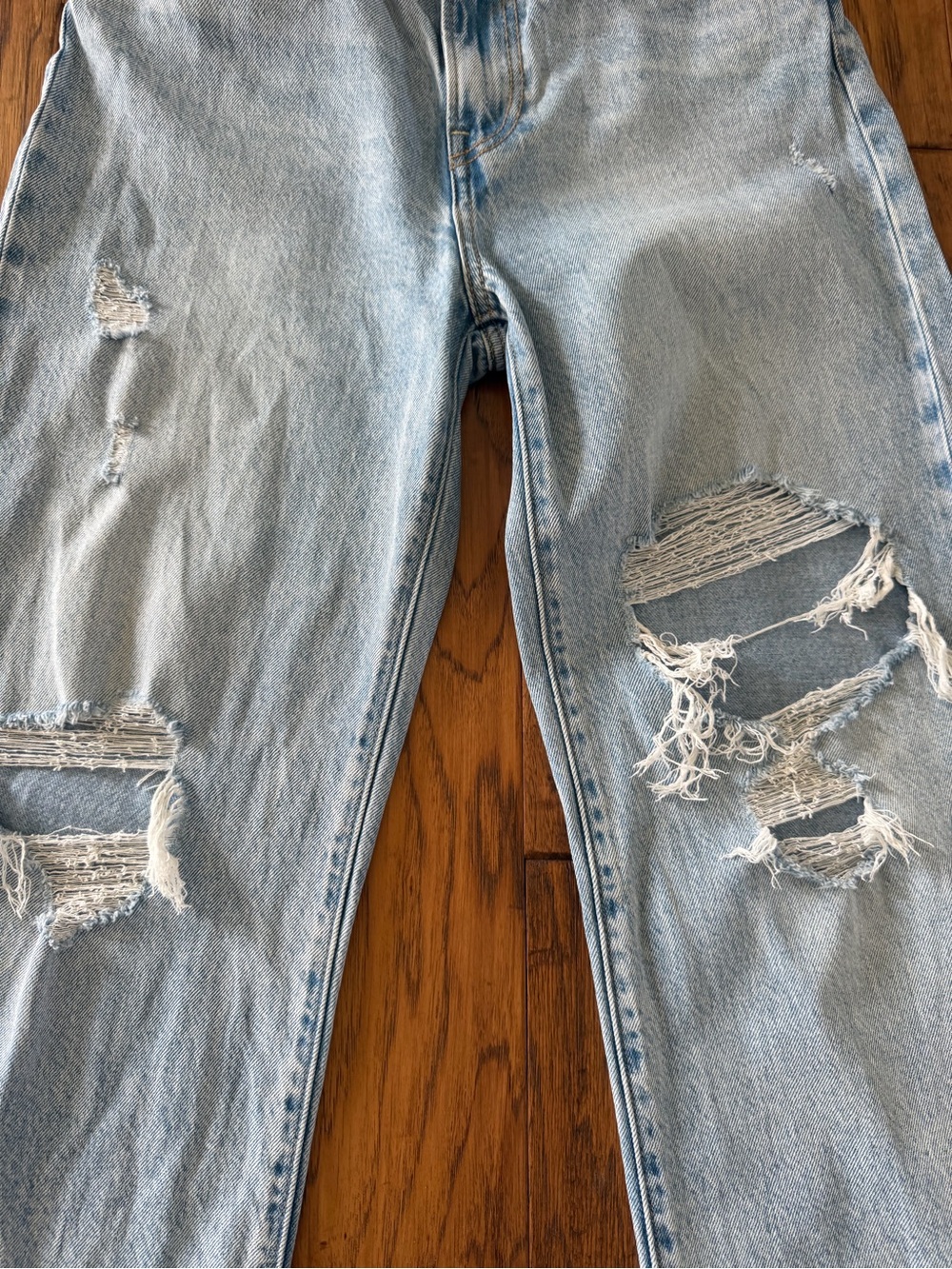 Levi's Ribcage Light Blue Ripped Wide Leg Jeans - Picture 2 of 5